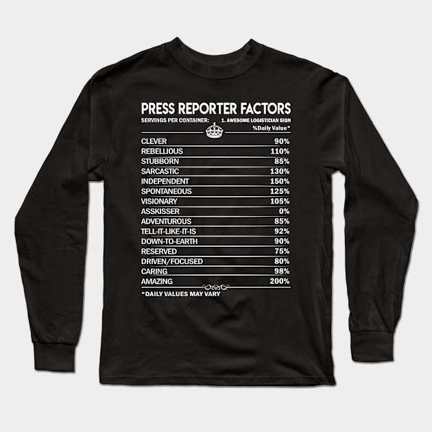 Press Reporter T Shirt - Press Reporter Factors Daily Gift Item Tee Long Sleeve T-Shirt by Jolly358
